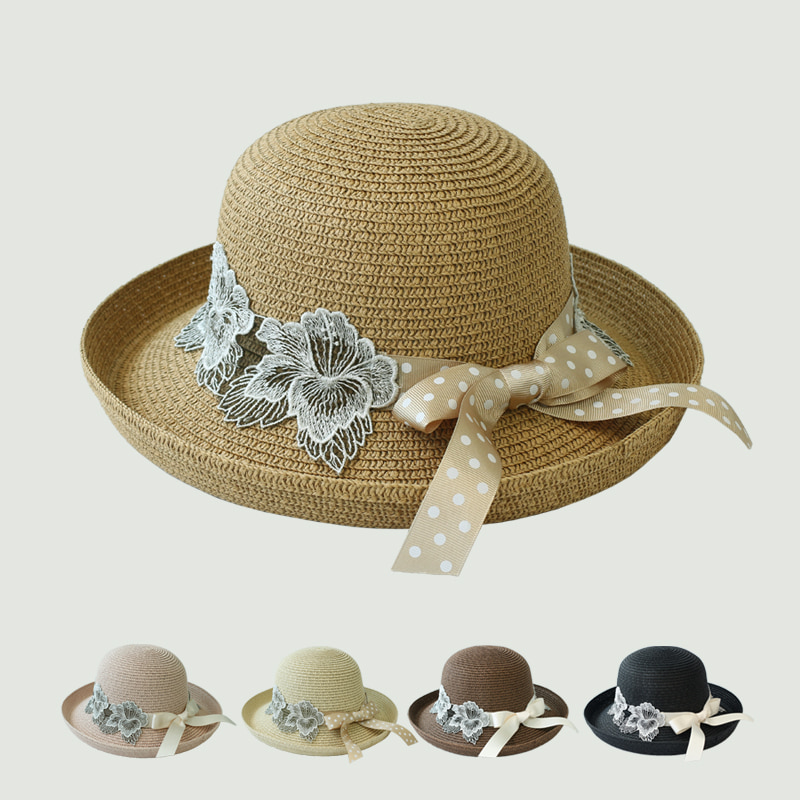 밀짚 여성 여름 올림챙 벙거지 모자