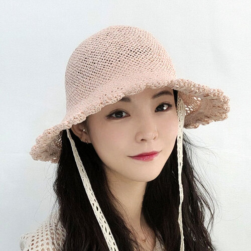 퓨어내추럴 밀짚 벙거지 버킷햇 여름 여성 비치 모자