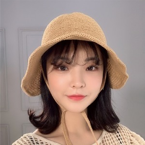 밀짚 여름 여성 벙거지 끈 보넷 모자
