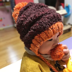 아동 겨울 니트 방울 귀달이 모자