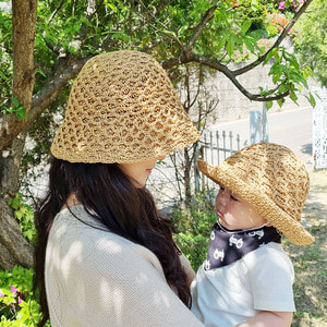 엄마랑 아기랑 그물 레이어드 벙거지 여름 아동 키즈 버킷햇 세트 모자