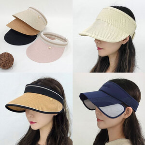 여성 썬캡 썬바이저 밀짚 라탄 햇빛 차단 모자