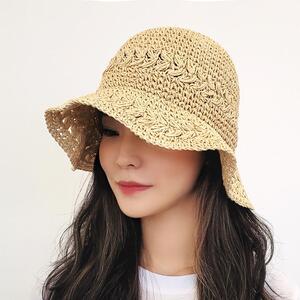 코코 여름 밀짚 여성 벙거지 버킷햇 모자