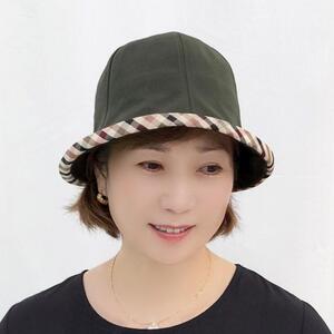 벙거지 버킷햇 중년여성 리본 체크 모자