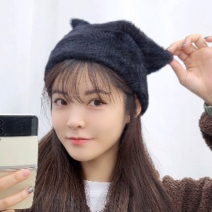 고양이귀 니트 비니 겨울 털 여성 모자