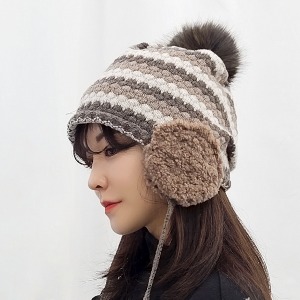 니트 귀달이 귀마개 벙거지 겨울 여성 모자