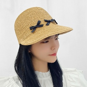 페이퍼 밀짚 왕골 캡모자 여름 리본 모자