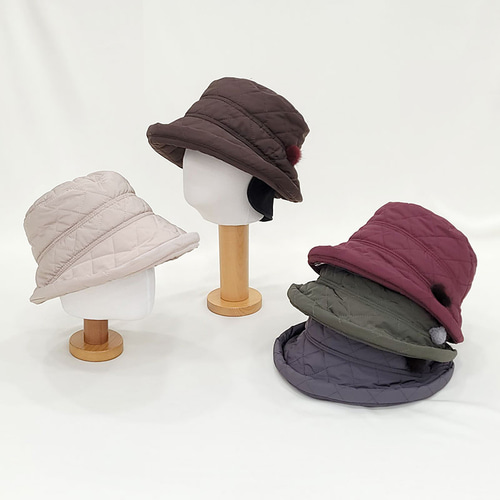 밍크방울 패딩 귀마개 벙거지 버킷햇 중년여성 겨울 모자